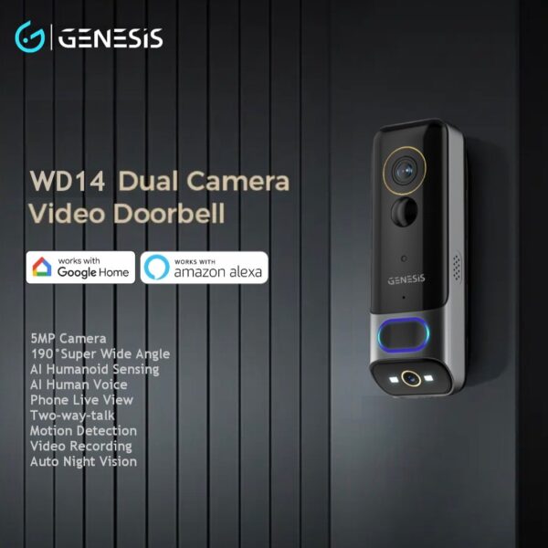 [FREE Installation] GENESIS WD14 Outdoor Wifi Video Doorbell Camera (Dual Camera)