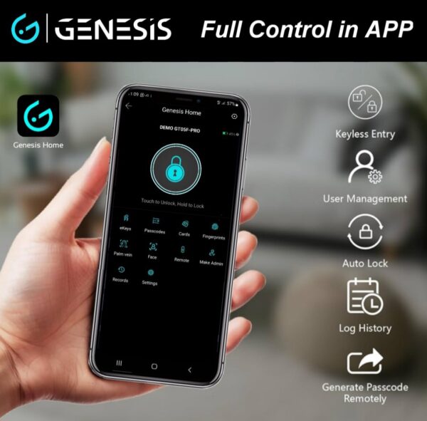 [FREE Installation] GENESIS Luna™  GT05F-PRO Slimest Palm Vein & 3D Face Recognition Dual Sync Gate Lock - Image 6